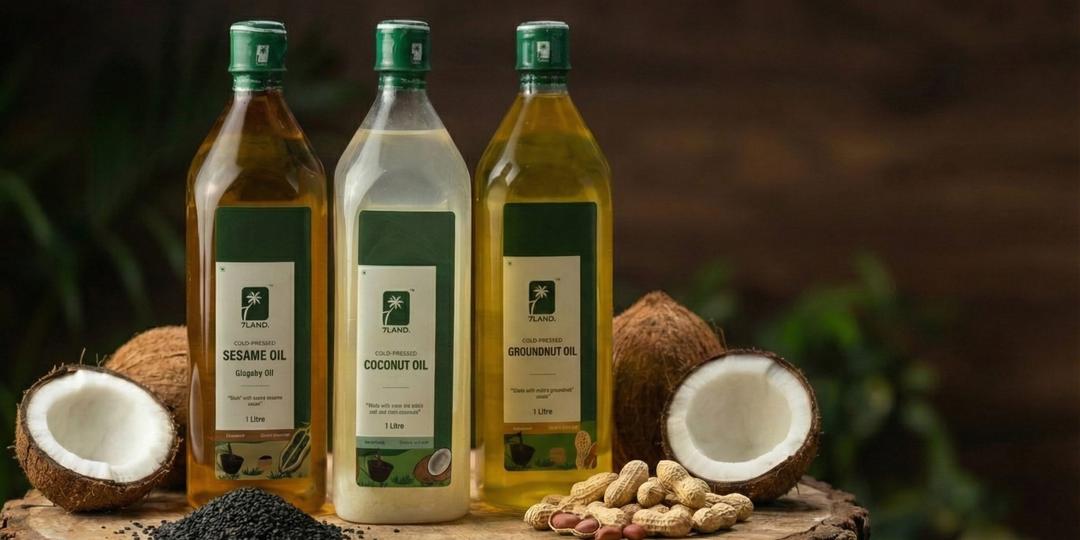 Pouring fresh cold-pressed oil