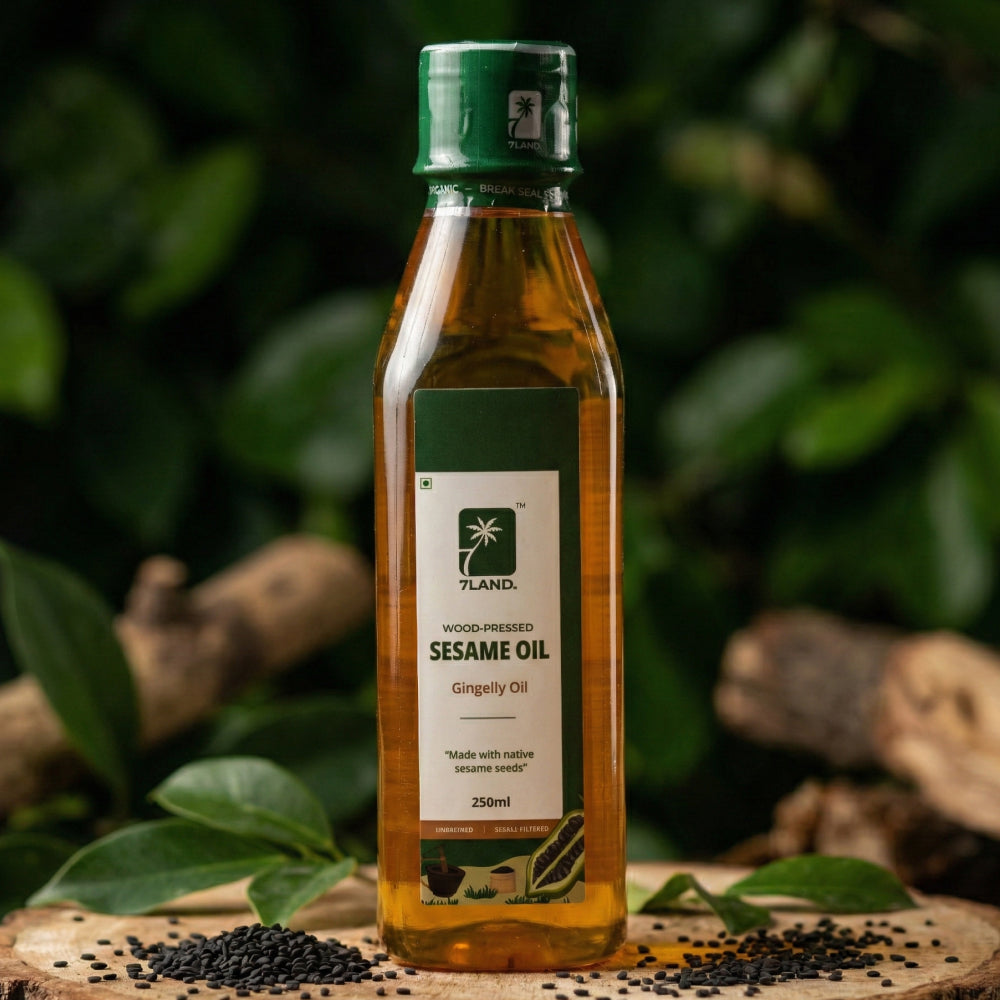 Wood-Pressed Sesame (Gingelly) Oil 250 ml – 7LAND