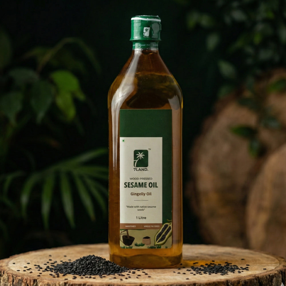 Wood-Pressed Sesame (Gingelly) Oil 500 ml – 7LAND